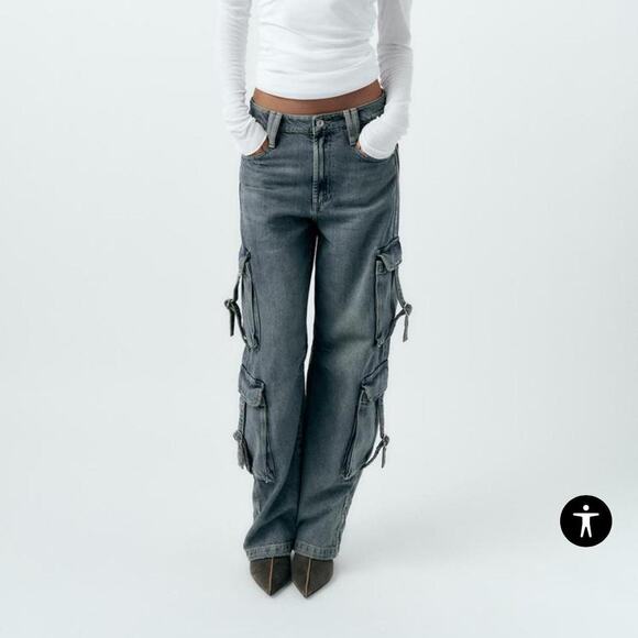 Love SoHo Denim Cargo Wide leg Jeans Sz 11 - Picture 1 of 9